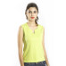Zeme Organics Sleeveless T-Shirt with self Color Picoting on Neck - Light Green